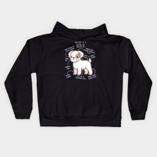 Boxer Dog White Check Anatomy Kids Hoodie